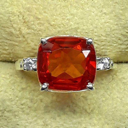 Natural padparadscha sapphire ring Summer sunset orange ring Sunset Color Anastasia Sapphire silver ring fine jewelry