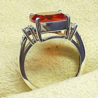 Natural padparadscha sapphire ring Summer sunset orange ring Sunset Color Anastasia Sapphire silver ring fine jewelry